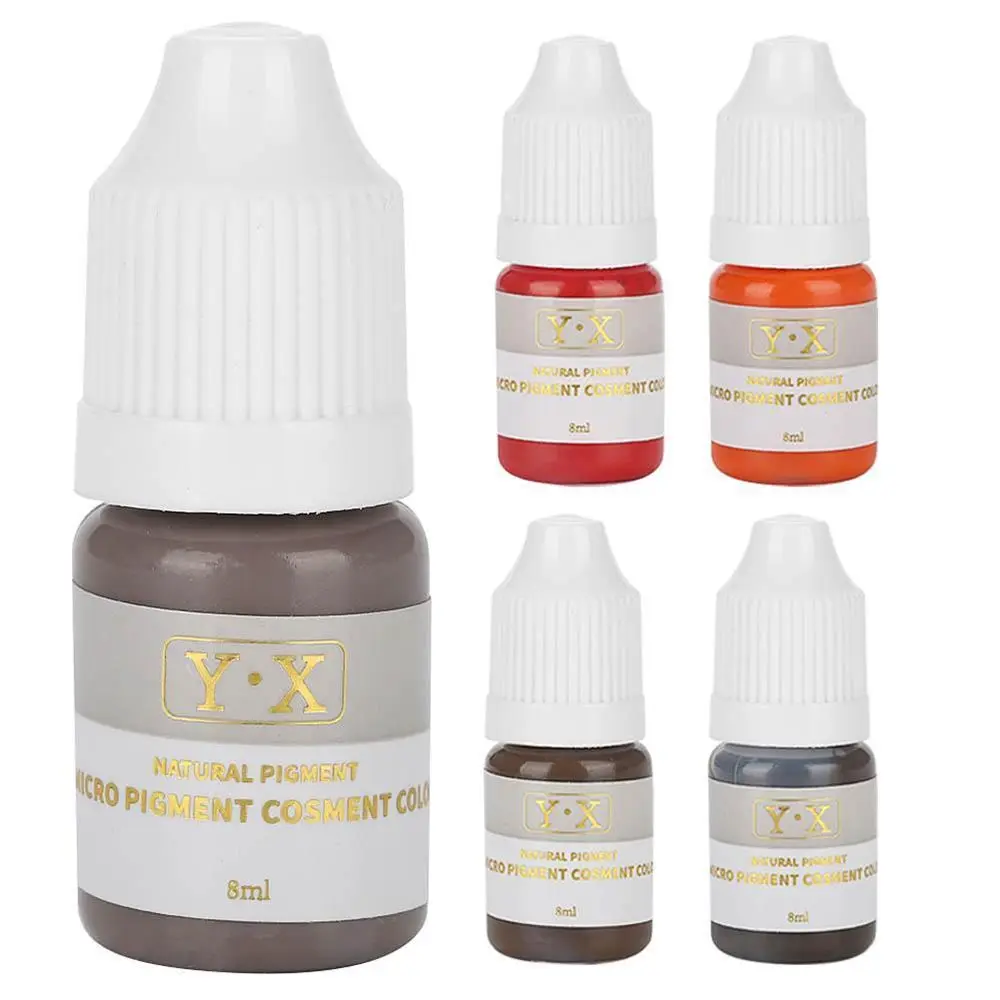 8ml Semi Permanent Tattoo Ink Pigment Makeup Eyebrow Eyeliner Lip Tattoo Professional Body Art Color Inks Beauty Tool Supplies