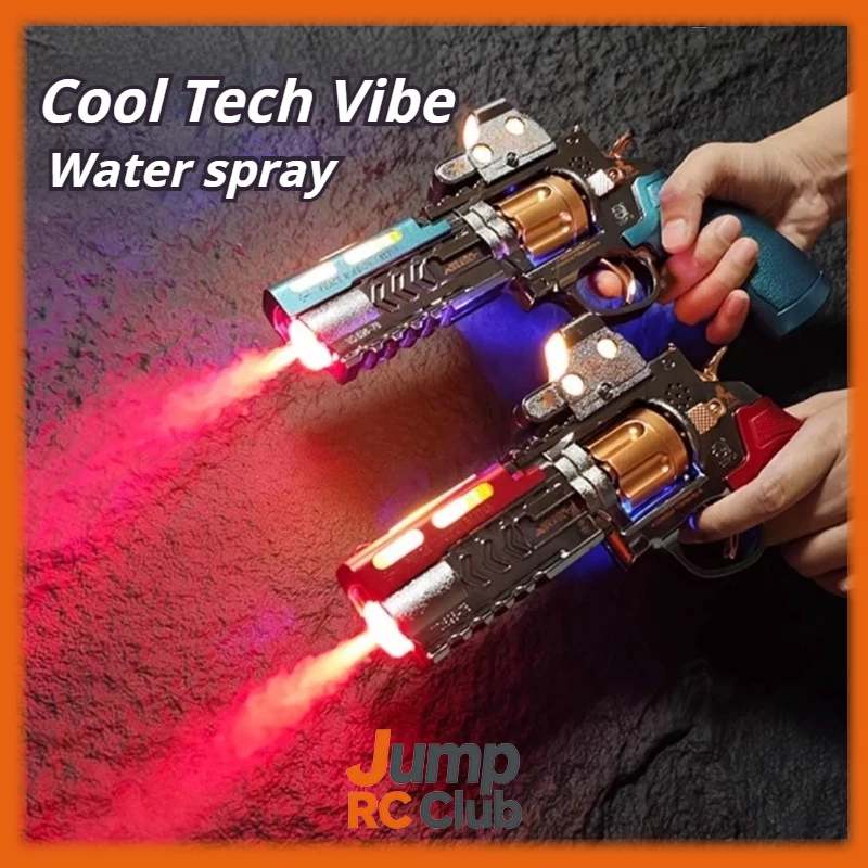 Kids Electric Light Sound Spray Gun LED Flashing Mist Blaster Vibrating Revolver Style Toy Pistol Outdoor Play Birthday Gift