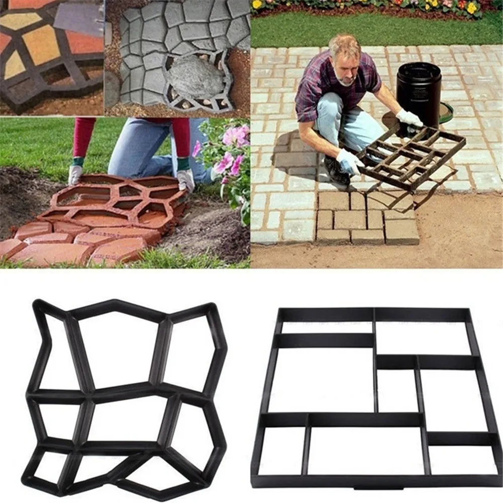 DIY Path Maker Paver Molds Stone Brick Concrete Mold Concrete Cement Walk Garden Path Paving Paver Reusable Patio Molds Paviment