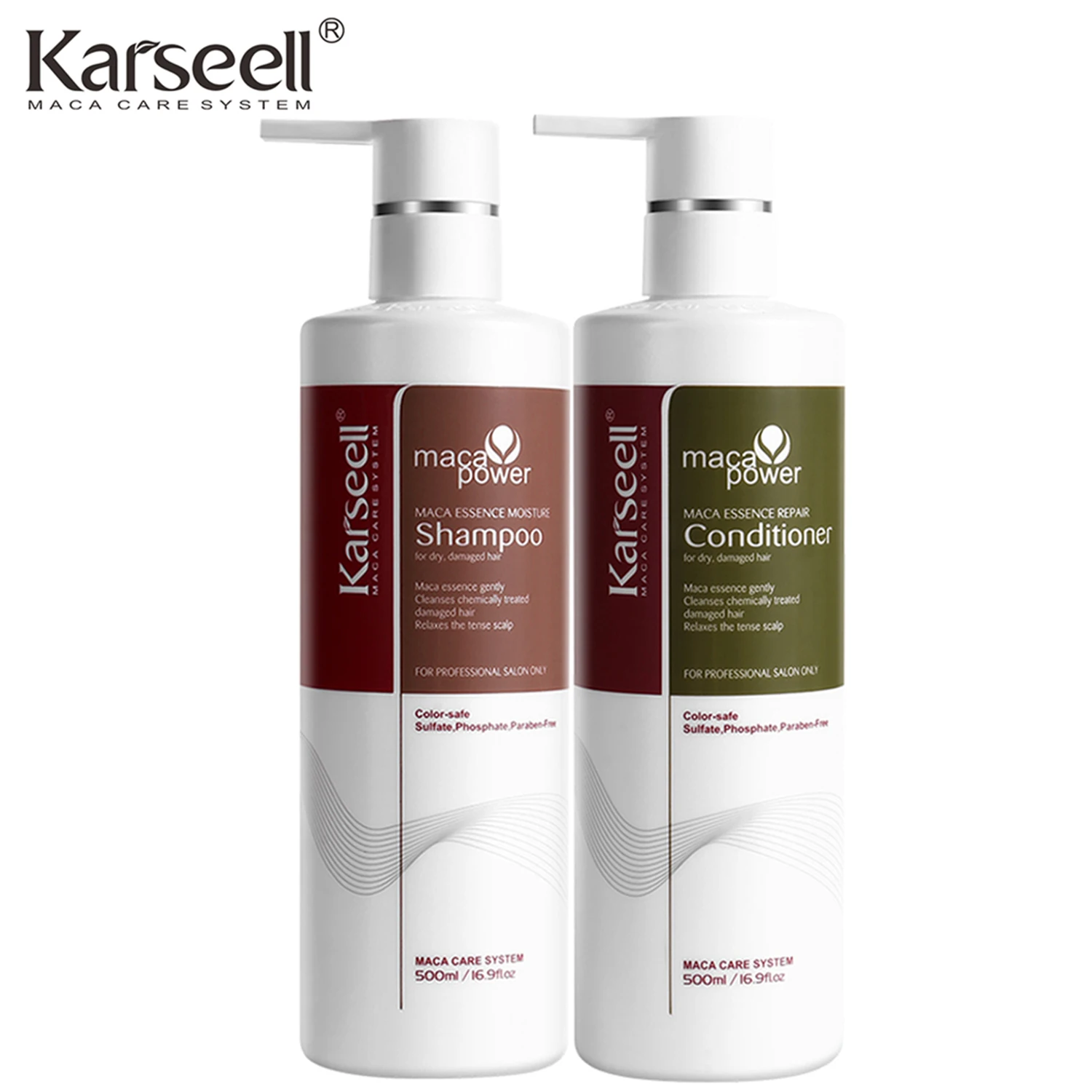 Original Karseell Moisture Shampoo + Conditioner 500ml Argan Oil Moisturizing Smooth Hair Care Set for Dry and Damaged Hair