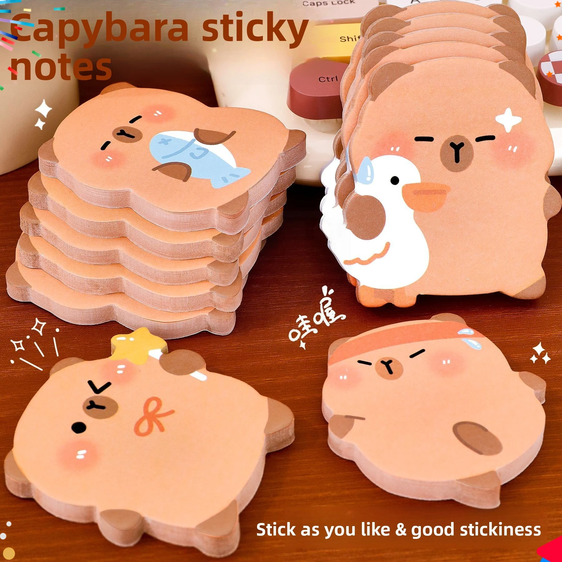 12 Pcs Kapibara Writing Pads Shaped Notes Student Cute High-value Message Sticky Capybara N Times Back To School