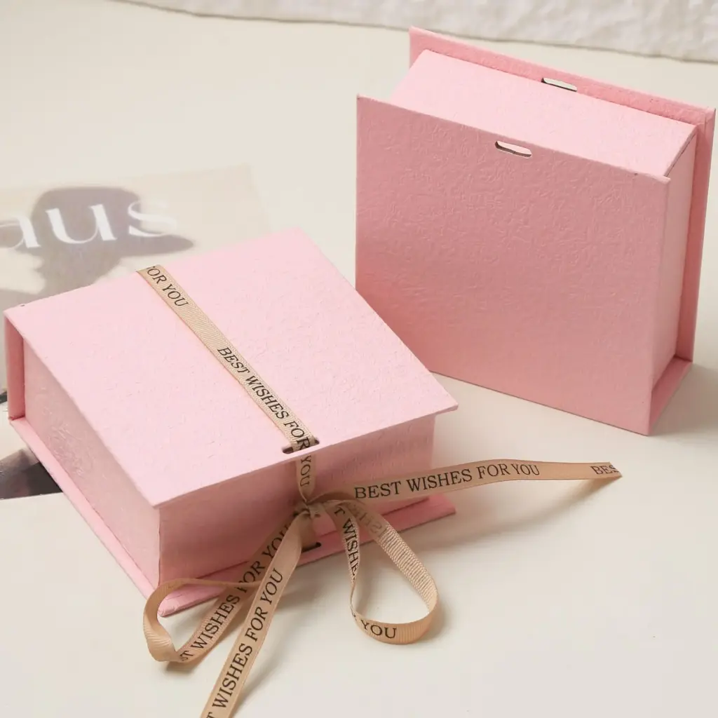 Exquisite Bowknot Ribbon Flip Jewelry Box Ring Earrings Necklace Pendant Organizer Book Shaped Storage Box Gift Packaging Box