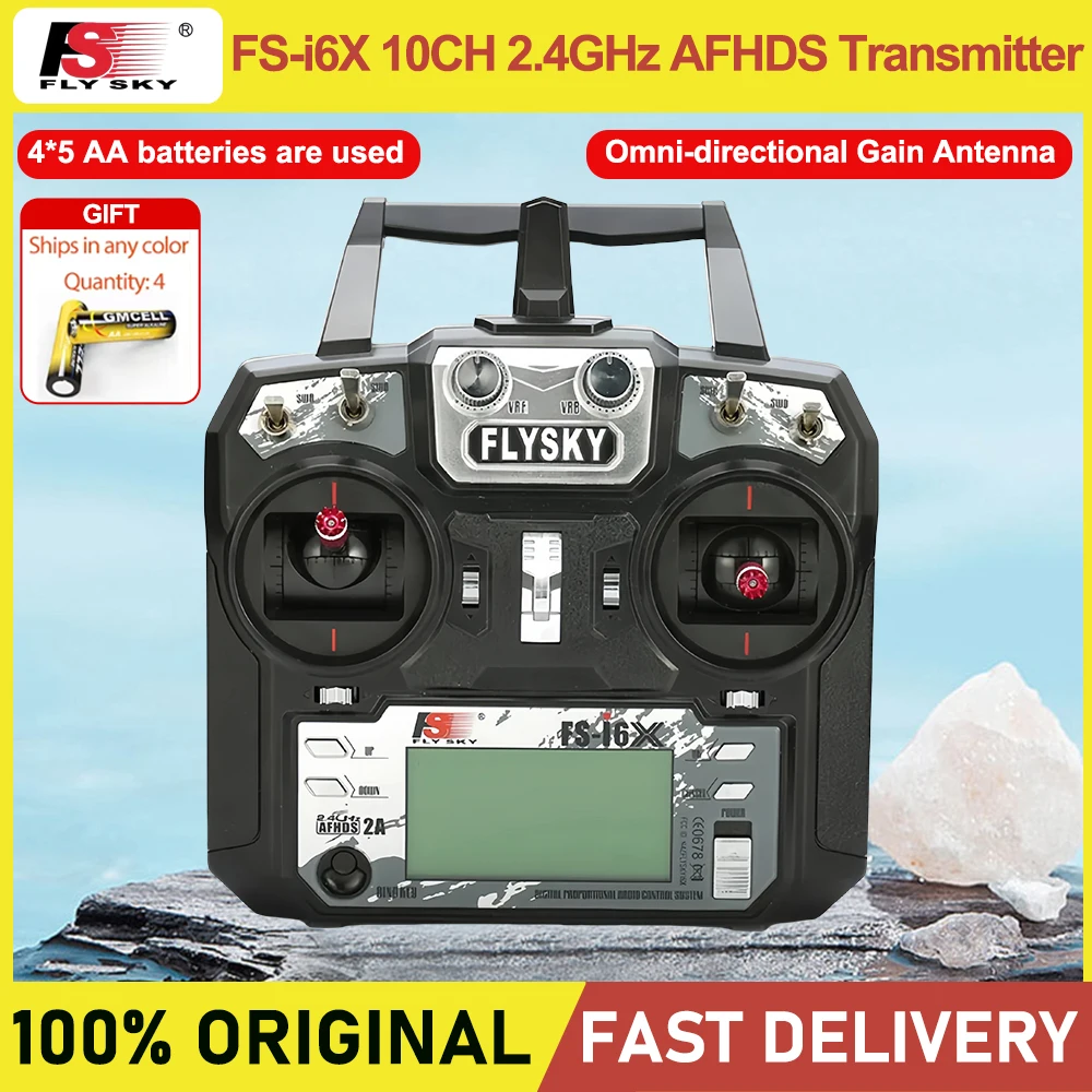 FLYSKY FS-i6X FS i6X 10CH 2.4GHz AFHDS 2A RC Transmitter With iA6B iA10B Receiver for RC FPV Racing Drone Retailbox
