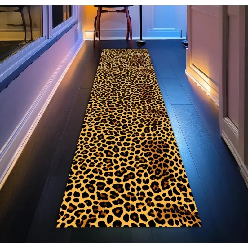 Leopard Print Runner Rug AAnimal Fur Texture Print Home Decor Mat Absorbent Non-Slip Hallway Autumn Winter Decor Carpet