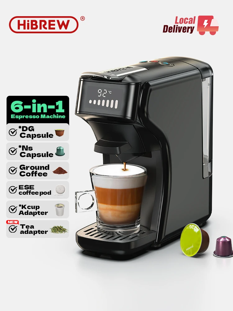 HiBREW 6in1 Capsule Coffee Machine Hot/Cold Multiple Espresso Cafetera Cappuccino Coffee Maker Dolce Gusto Nespresso Powder H1B