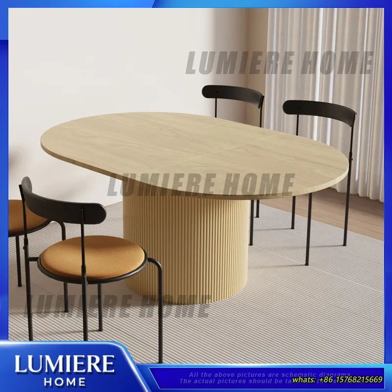 Scandinavian Minimalist Round Dining Table for Small Home Extendable Luxury Coffee Table Living Room Dining Room Furniture