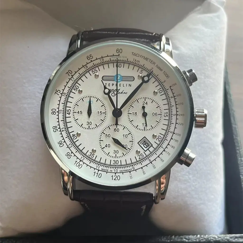 New Fashionable Zeppelin Men's Watch Three Eye Running Second Multifunctional Chronograph Business and Leisure Quartz Watch