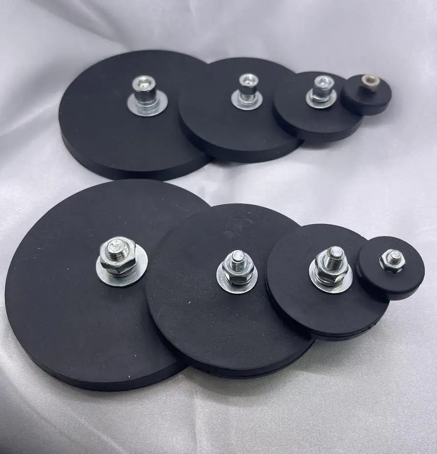 1/5/10pcs D22 D43 D66 D88 Rubber Coated Magnet Magnetic Base Flat Thread Mounting Bracket Holder For Boat LED Light Car Bar