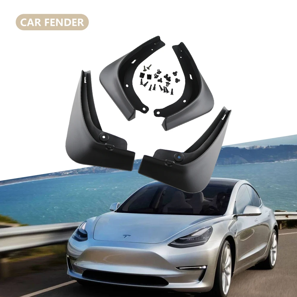 4Pcs/set Mud Flaps Splash Guards For Tesla Model 3 2016-2021 2022 2023+ Front Rear Wheel Mudguard Guard Fender