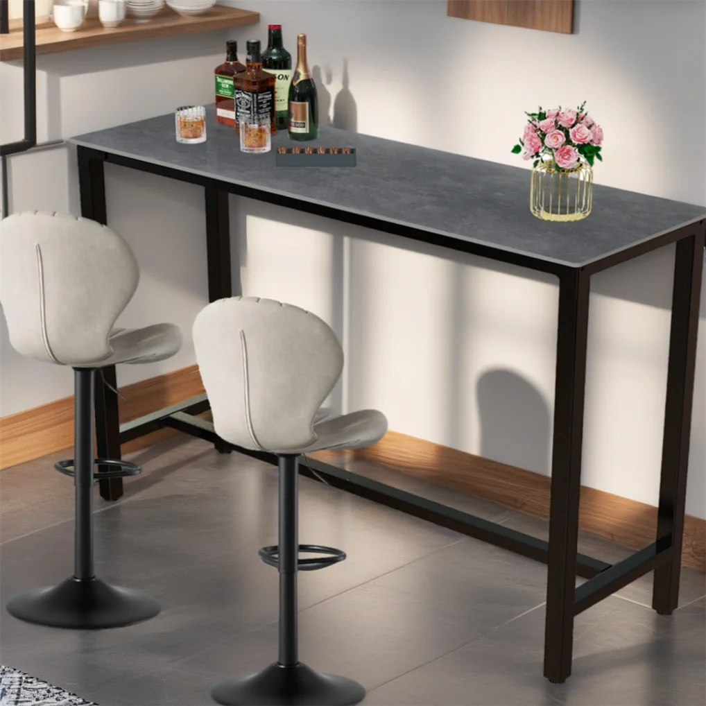 Slate Marble Kitchen Table Bar Table Pub Dining Counter High Table Breakfast Table, 4-6 Person, 120CM Long, Excluding Chairs ﻿