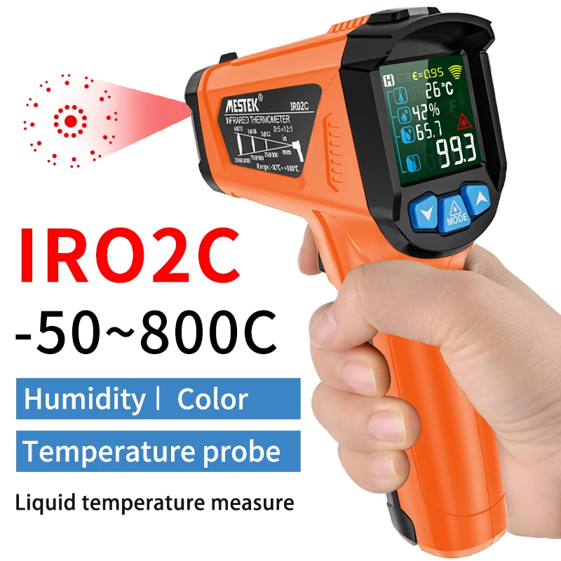Infrared Thermometer Temperature Gun Sensor -50~800Celsius Colorful LCD Pyrometer Ambient Humidity Thermal Imager Thermometor
