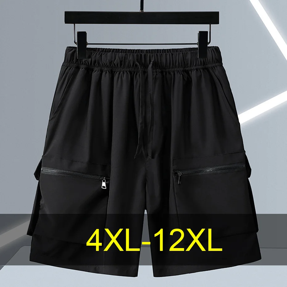 Summer Cargo Shorts Men 12XL Plus Size Shorts Fashion Casual Short Pants Male Summer Elastic Waist Shorts Big Size 12XL