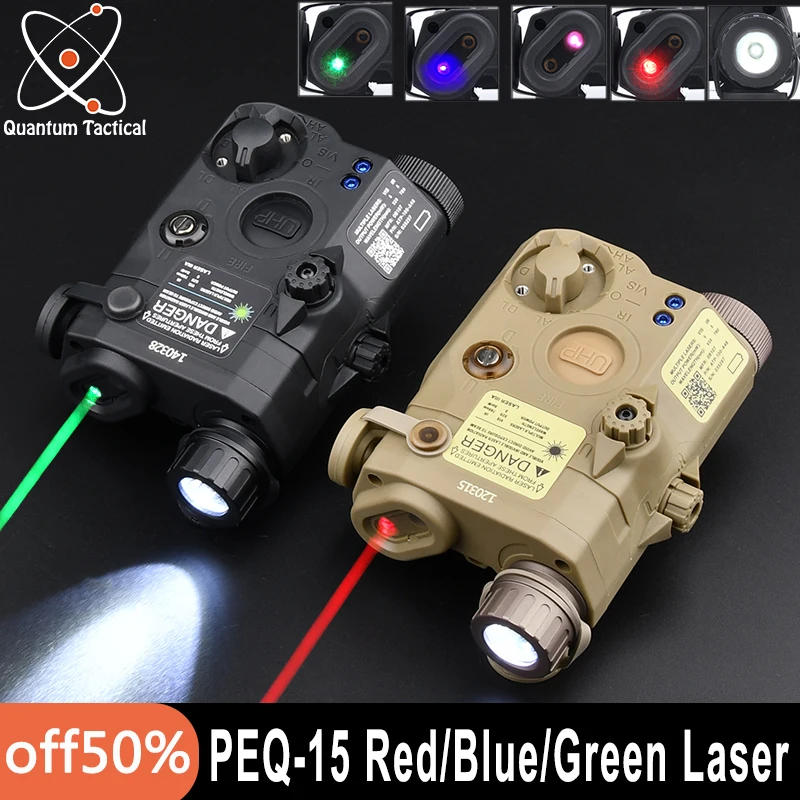 WADSN Airsoft AN/VHP PEQ-15 Airsoft Red Green Blue Dot Laser PEQ15 LED Tactical Flashlight IR Night Vision Hunting Gear Light