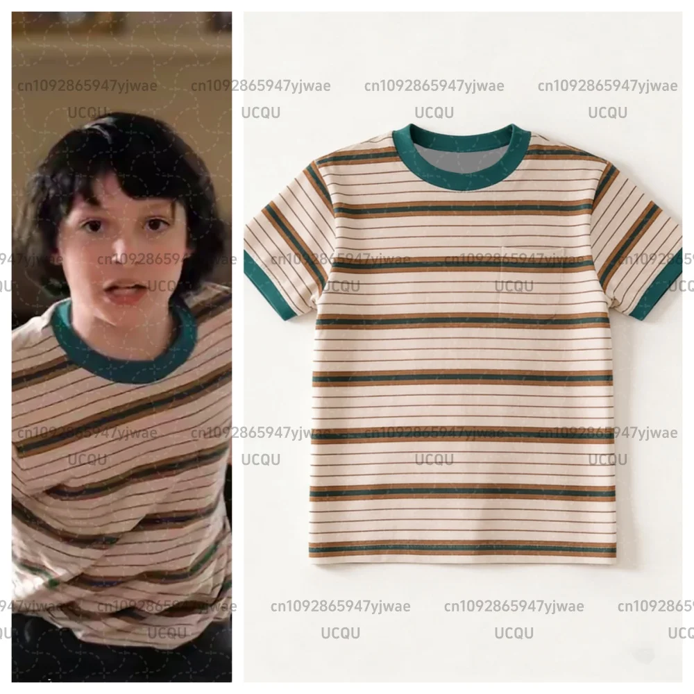 2026 Children Boys Movie Mike Wheeler Cosplay Rainbow Striped T-Shirt Women Girl Casual Colorful For Boy Short Sleeve -T-Shirt