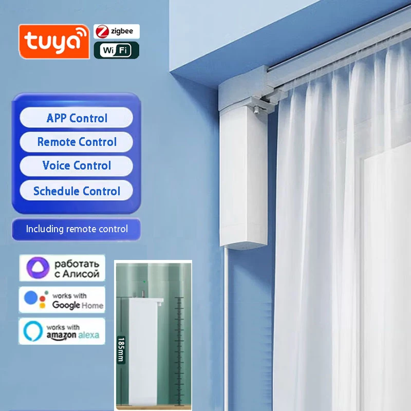 Tuya WiFi Zigbee Curtain Motor Support Alice Google Alexa Customizable Electric Curtains Track Rod Cornice Rail Smart Home