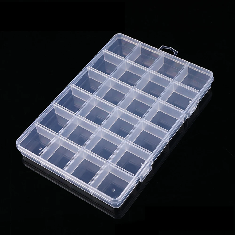 24/28 Grids Multifunctional Clear Plastic Organizer Box With Grids Container Craft Storage For Beads Organizer Art DIY Jewelry