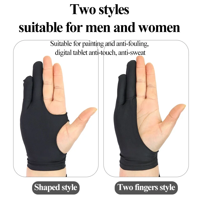 Two-fingers / Shaped Style Anti Touch Gloves iPad Drawing Tablet Digital Smooth Nylon Fiber Prevent Smudges Screen Anti-fouling