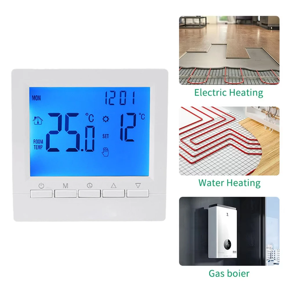 Digital Smart Thermostat Programmable Gas Boiler Heating Temperature Regulator Hand Controller Battery Thermostat with Kid Lock
