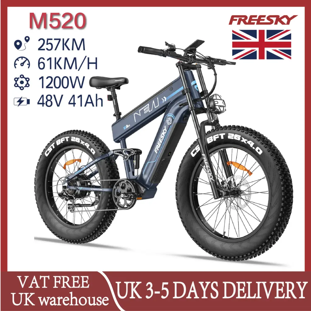 Freesky M520 Electric Bike 2000W 48V 41Ah Dual Battery 26*4 Inch Fat Tires All Terrains E-bike Hydraulic Disc Brake