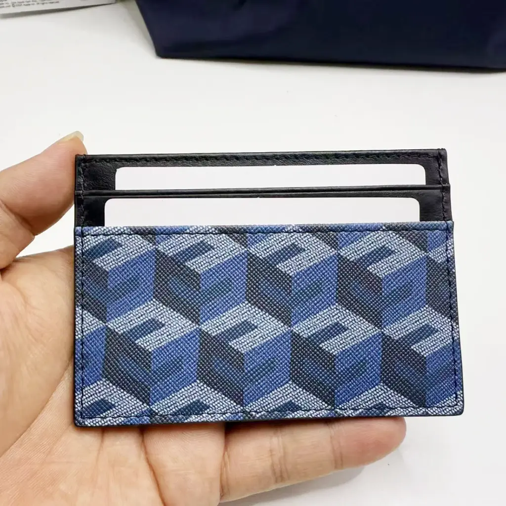 Classic Fashion Multi-Functional Small Leather Card Holder Wallet Document Protection Clip-On Geometry Pattern Design