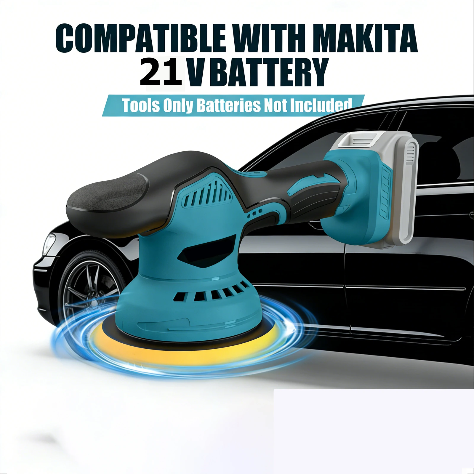 Car Polisher Machine Car Buffer Polisher Kit,21V Battery(NO Battery), 6inch Wireless Auto Waxing Polishing Machine 2800-5500RPM