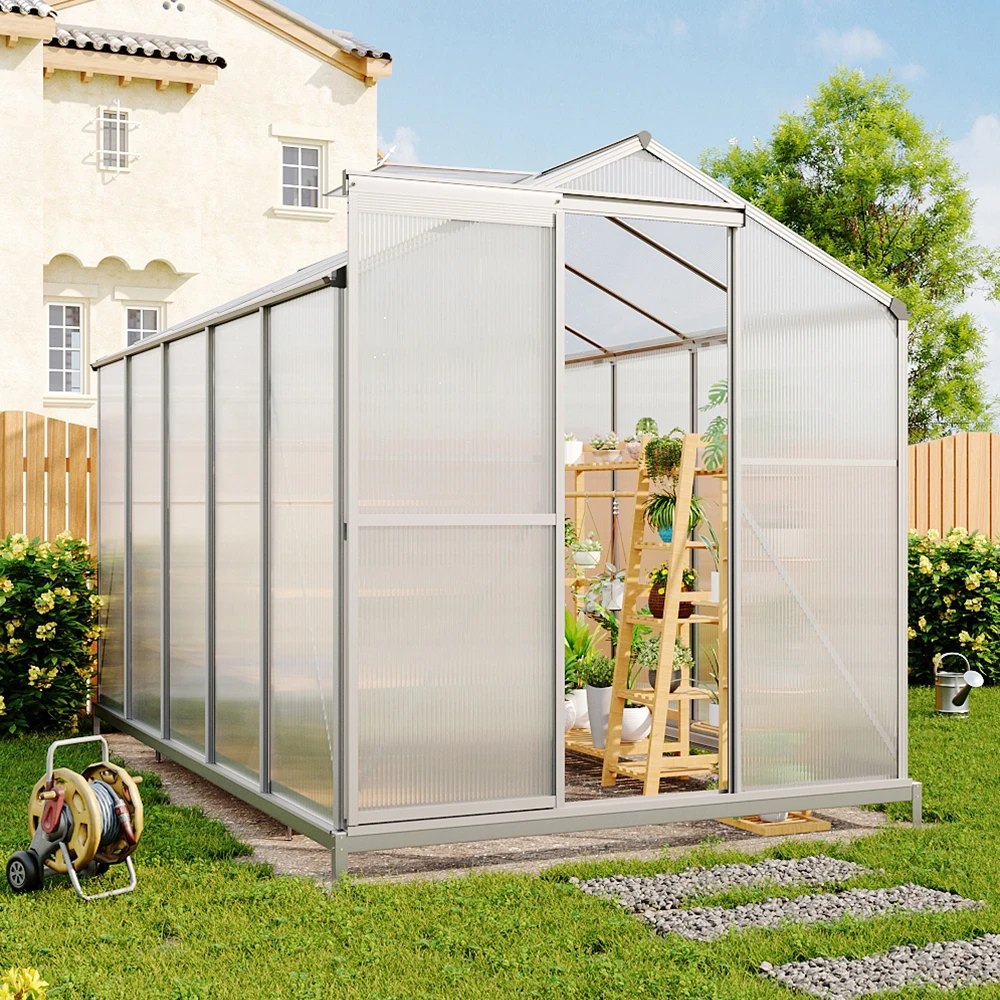 Aluminum greenhouse sun room plant protection, outdoor garden small greenhouse with windows and sliding doors