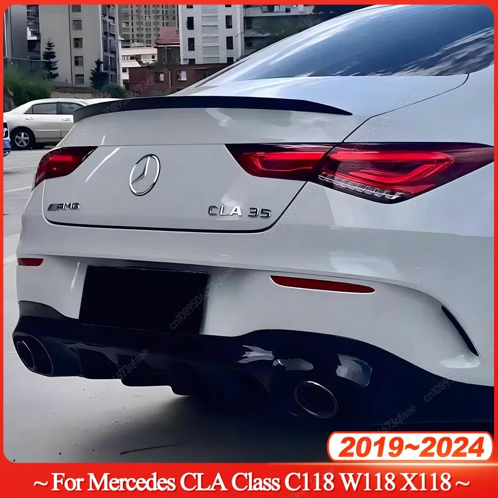 Car Rear Trunk Spoiler Wing For Mercedes Benz CLA Class C118 W118 X118 CLA180 200 220 250 CLA35 CLA45 AMG 2019-2024 ABS Tuning