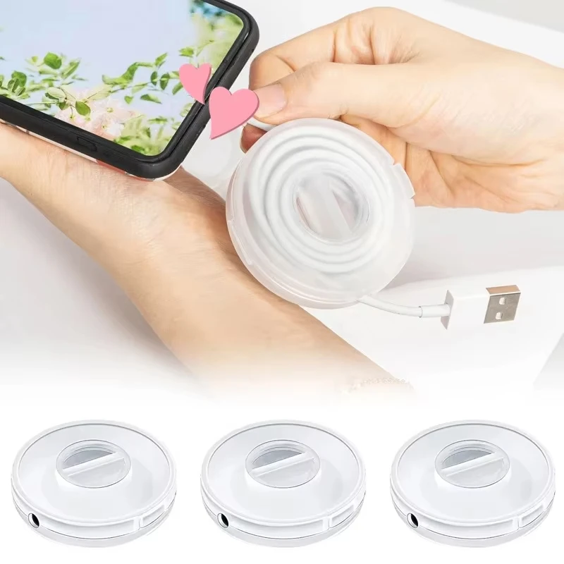 Portable Transparent Cable Organizer Cord Management Usb Cable Winder Retractable Phone Holder Charger Wire Storage Protector