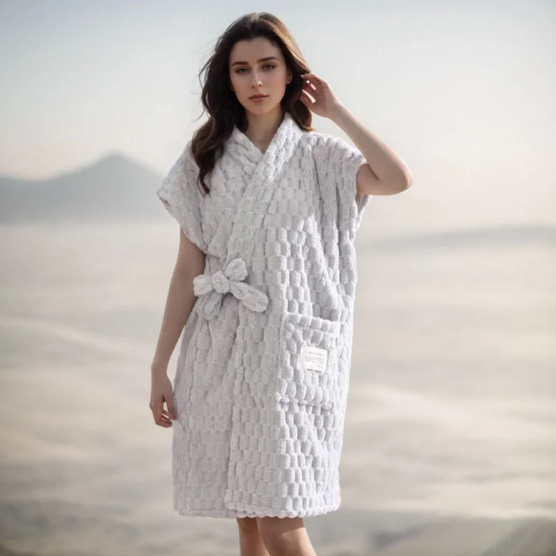 Golden Turtle Velvet Bathrobe -Skin-Friendly, Absorbent & Quick-Dry Robe, Slim Beautiful Lightweight Loungewear