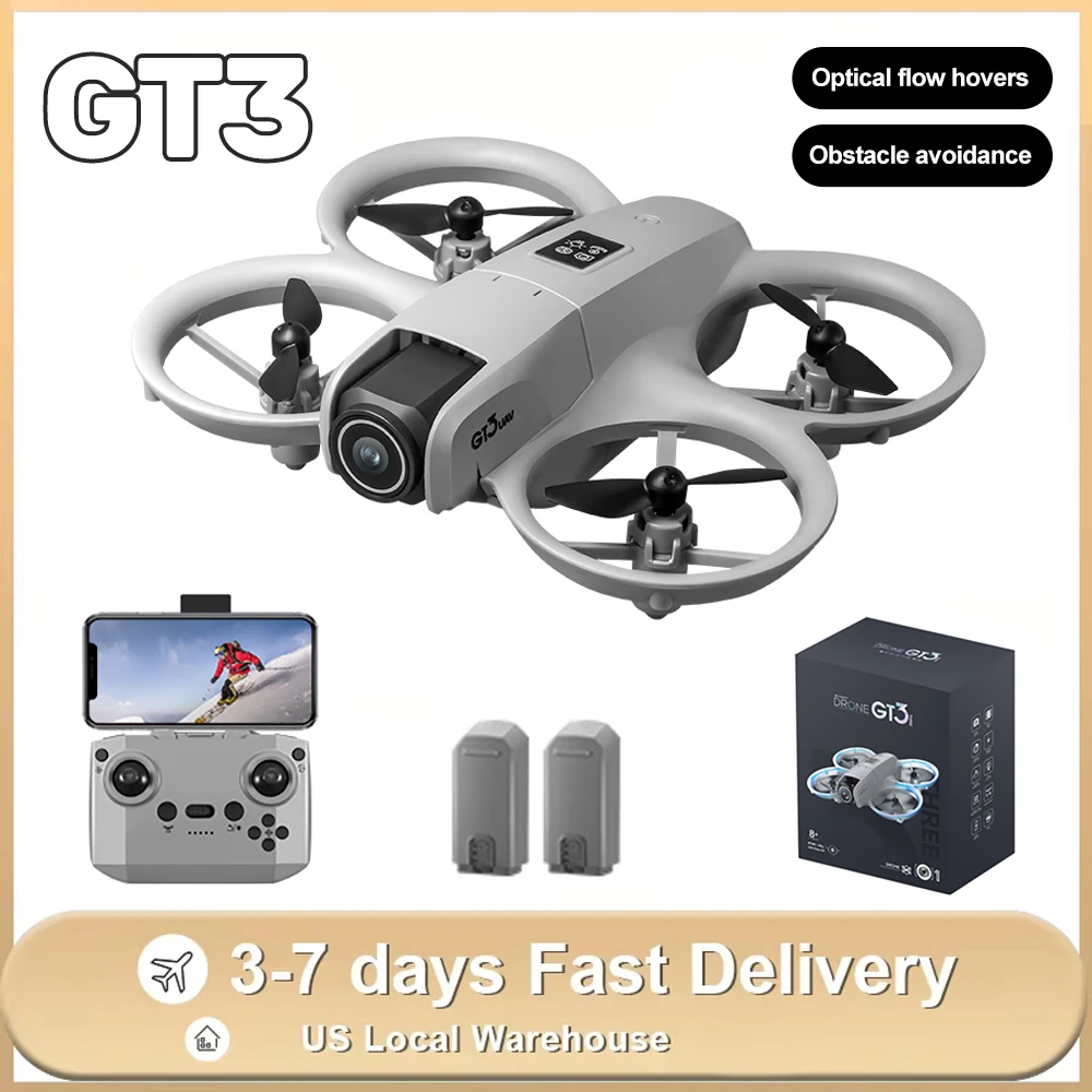 GT3 RC Mini Drone 4K Dual Camera Aerial HD Photography Optical Flow Positioning Obstacle Avoidance with Lights UAV RC Quadcopter