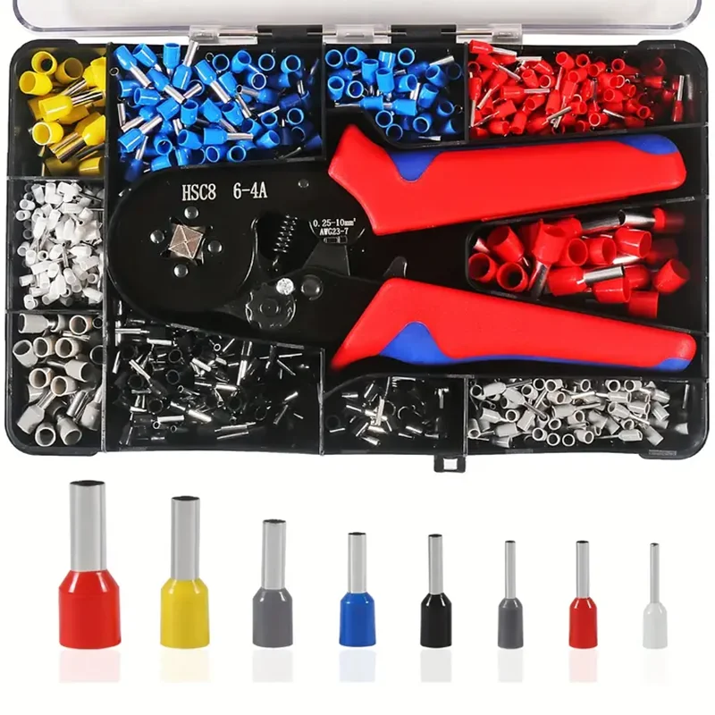 1200 Pcs VE tubular crimping terminal+HSC86-4 clamp box, electrical equipment connector, wire connection terminal