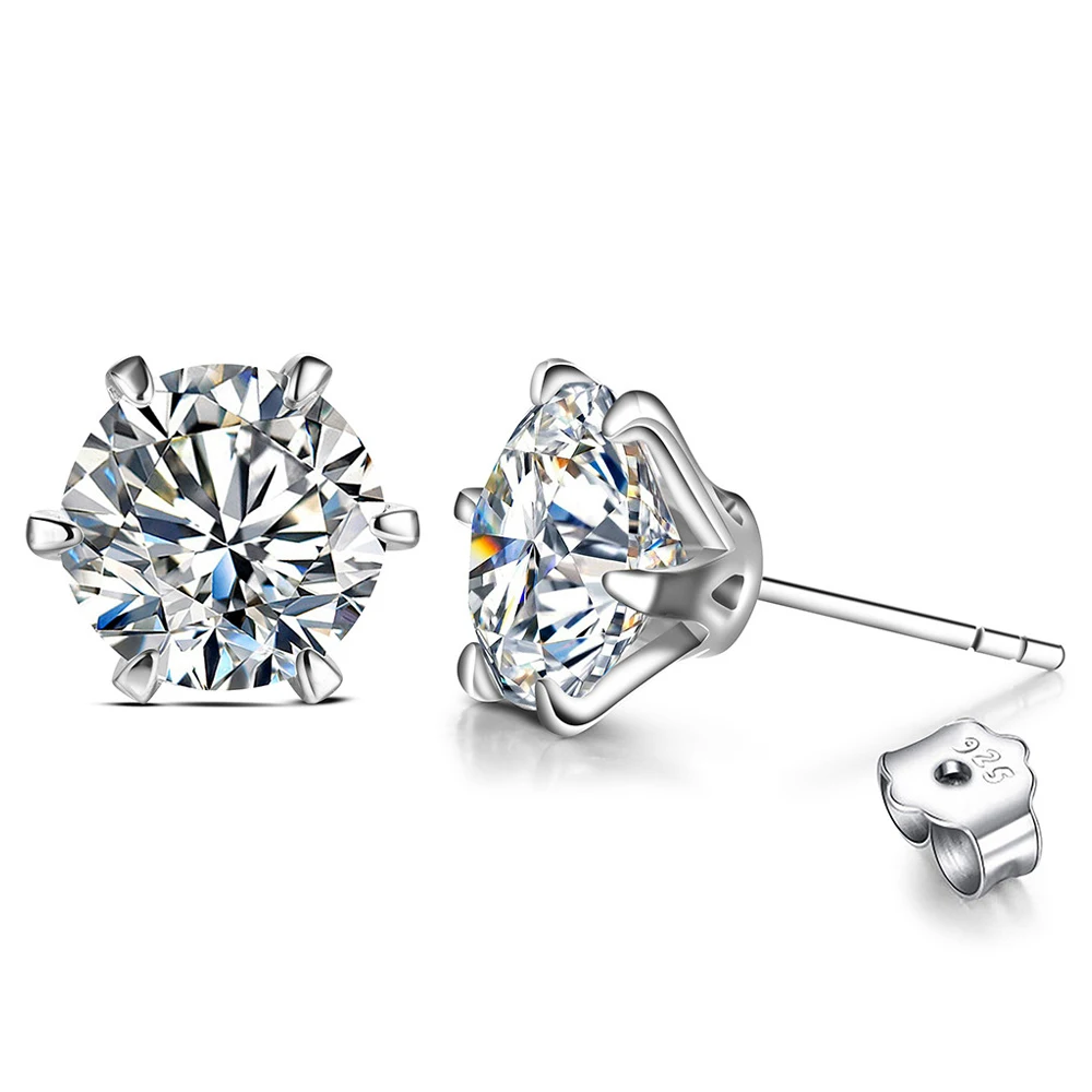 New Arrival 2.0 Carat Moissanite Gemstone Stud Earrings for Women Solid 925 Sterling Silver D color Solitaire Fine Jewelry