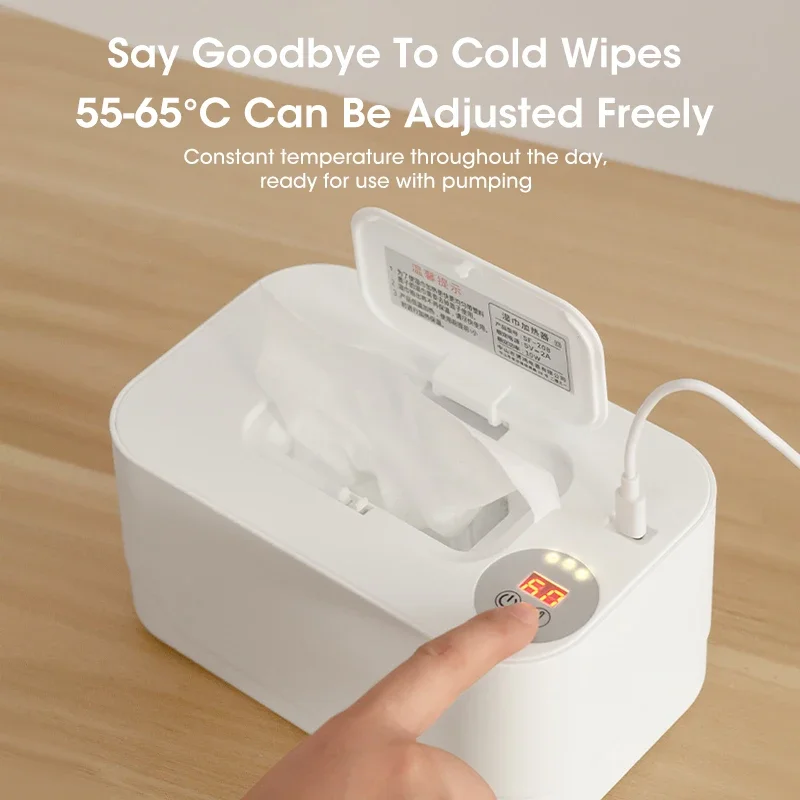 Baby Wet Wipe Heater Warmer with LED Display Wet Towel Dispenser Portable USB Baby Wipe Warmer Napkin Heating Box Home/Car