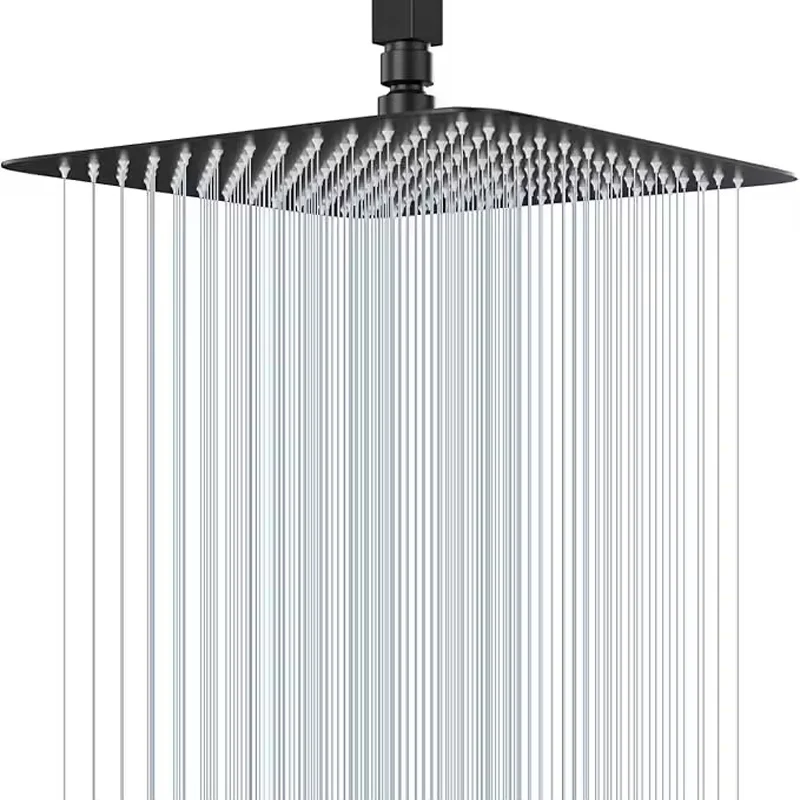 8" 10" 12" Black Silver Golden Stainless Steel High Pressure Waterfall Shower Head Large Flow Pressure Boosting Bathroom Shower