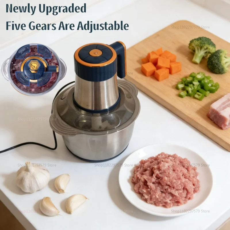 Electric Meat Grinders 5L Food Crusher 304 Stainless Steel Multifunctional Baby Food Processor Powerful Motor Kitchen Blender