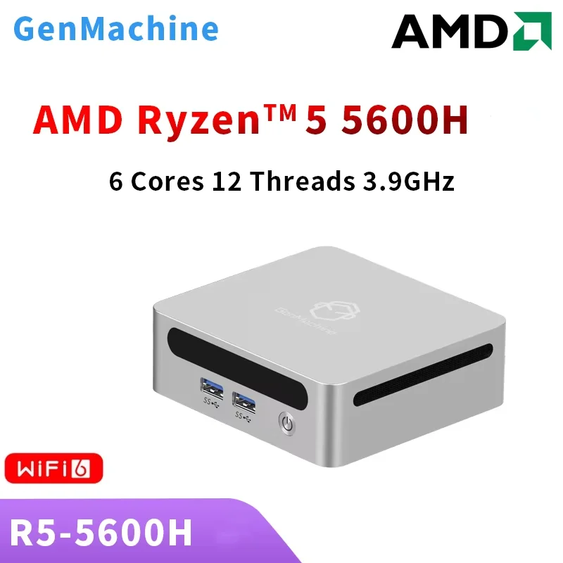 GenMachine Ryzen 5 5600H Mini PC Windows 11 DDR4 3200Mhz Max Support 64GB RAM Gaming WIFI6 Gaming Pc Diy Gaming Computer