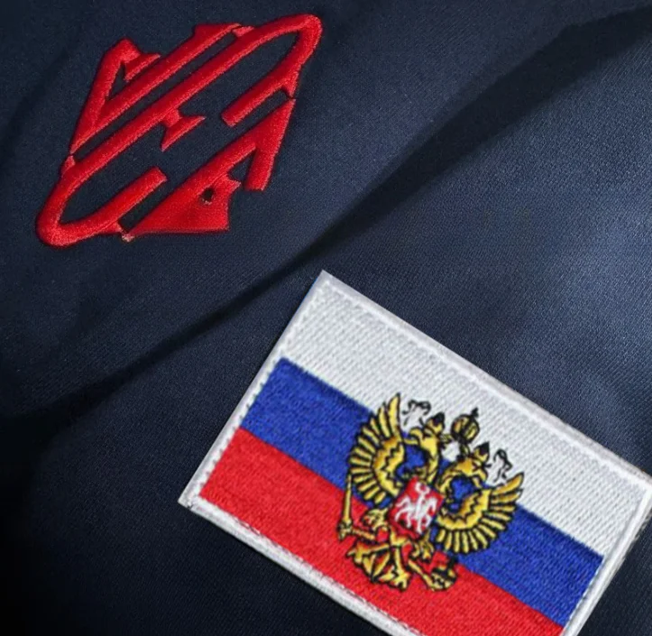 Y2K Vintage Russian Flag Embroidered Sweatshirt Stand Collar Quarter Zip Pullover Casual Sports Streetwear Unisex