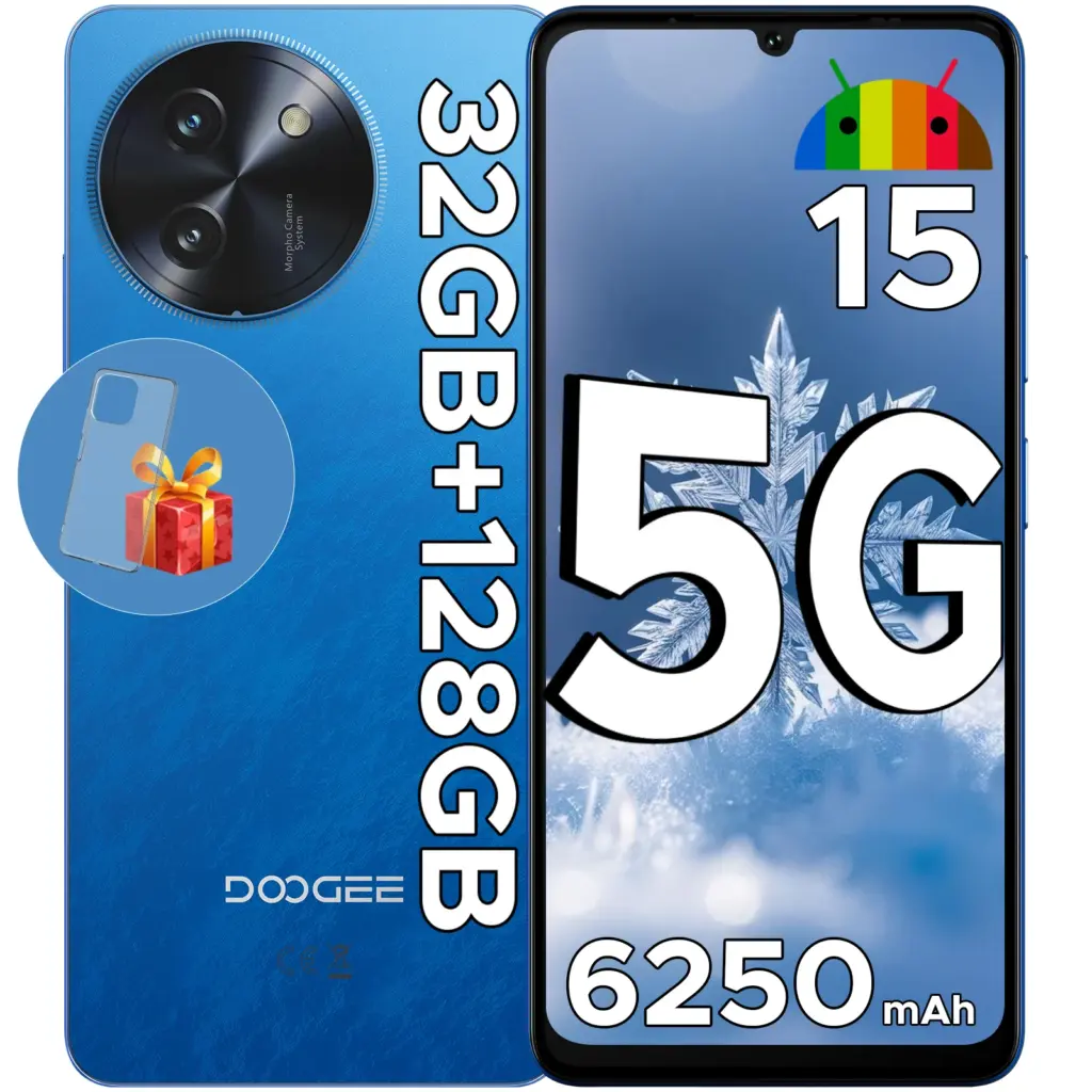 DOOGEE Note 59 5G Smartphone Android 15 NFC Cellphone 6.75" Screen 32GB (8+24) 128GB Unisoc T820 6250mAh Battery Mobile Phone