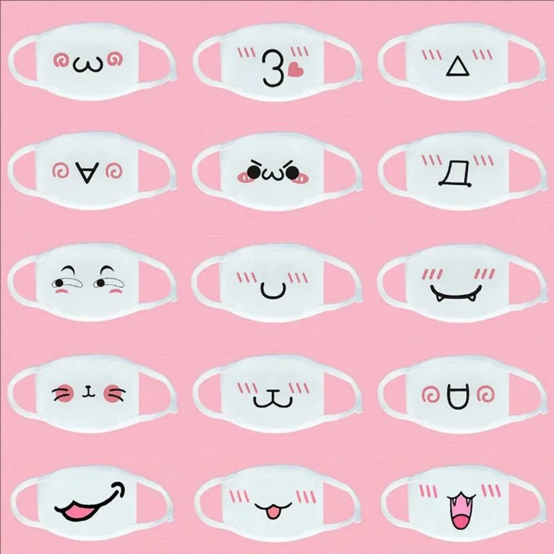 New Anime Funny and Cute Expression Mask Cotton White Dust Mask Cosplay Props Cartoon Expression Lips Face Mask multiple models