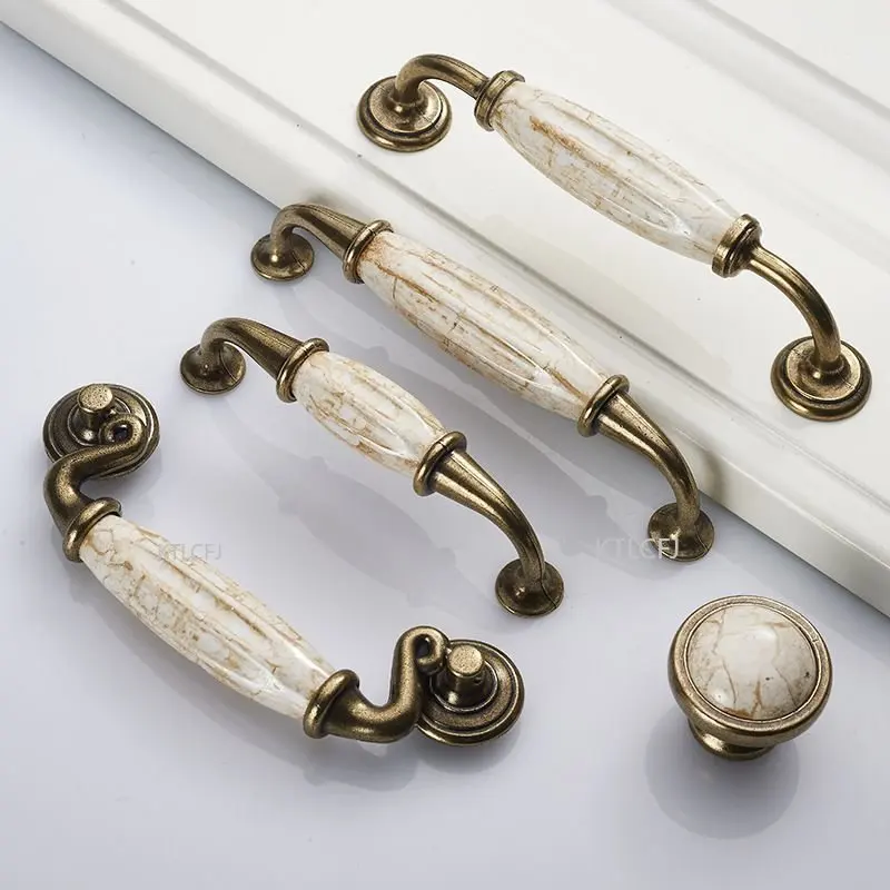 Ceramic Drawer Pulls Antique Crack Kitchen Handles Vintage Handles Knobs and Pulls for Cabinets Metal Furniture Handles