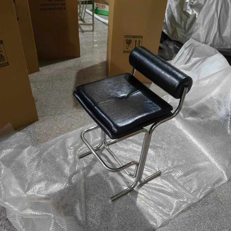 Bauhaus Inspired Bar Stool Designer Stainless Steel Kitchen Island Chair Minimalist Counter Seat Industrial Desk Reception Chair