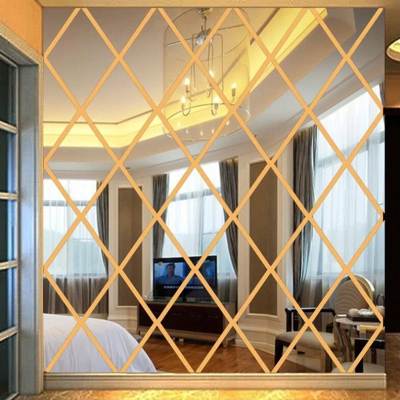 DIY Acrylic Triangles 3D Mirror Stickers Self-adhesive Diamonds Wall Mirror Stickers for Living Room Home Decor 10/17/32/58Pcs