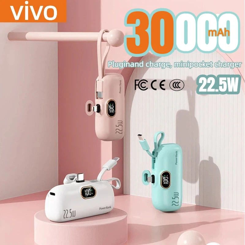 VIVO 500000mAh Wireless Power Bank Mini Capsule Mobile Power Supply Emergency External Battery Fast Charger For Type-c iPhone