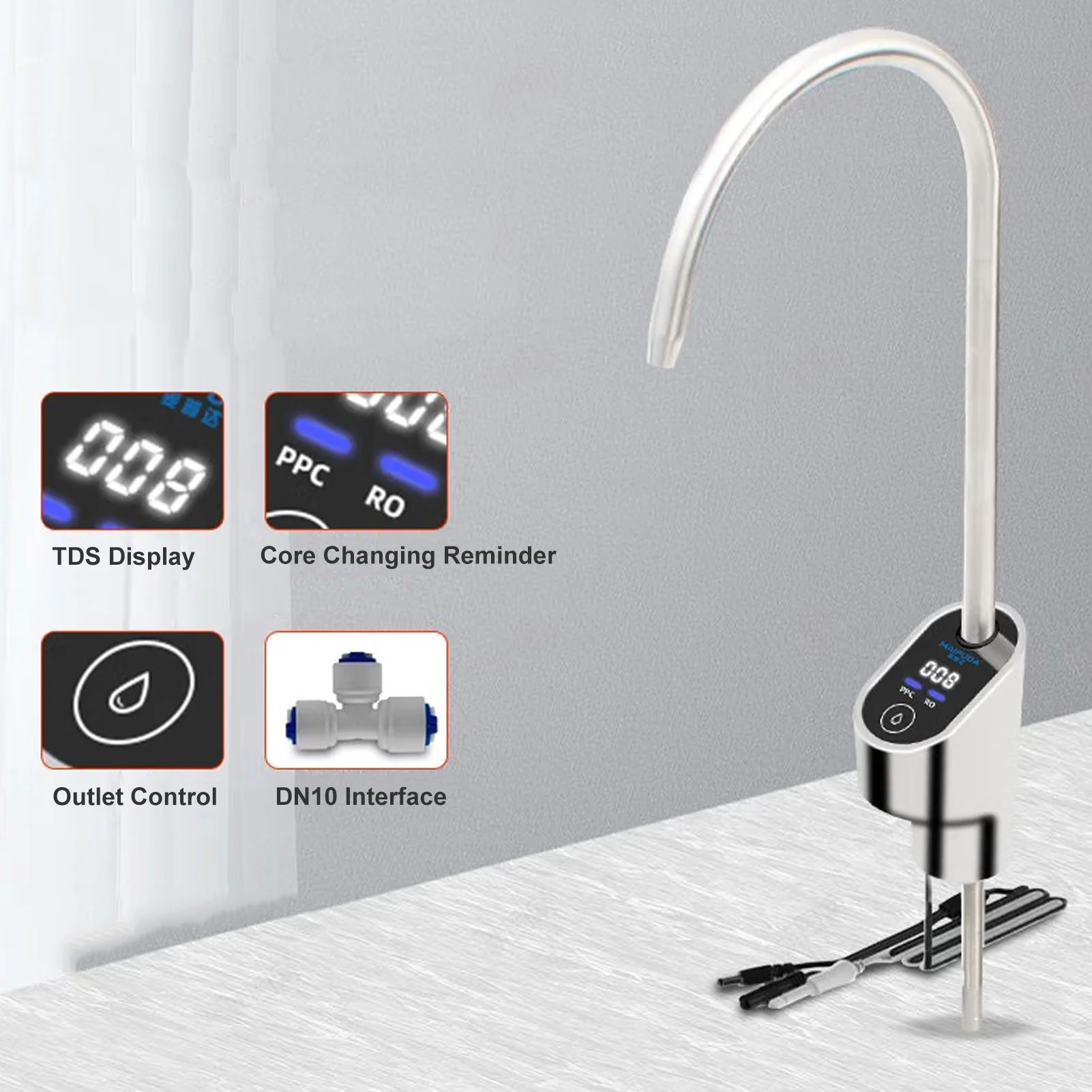 Touch Screen Faucet TDS Value Digital Display Water Tap Sink Faucet DN10 24V for Home Kitchen