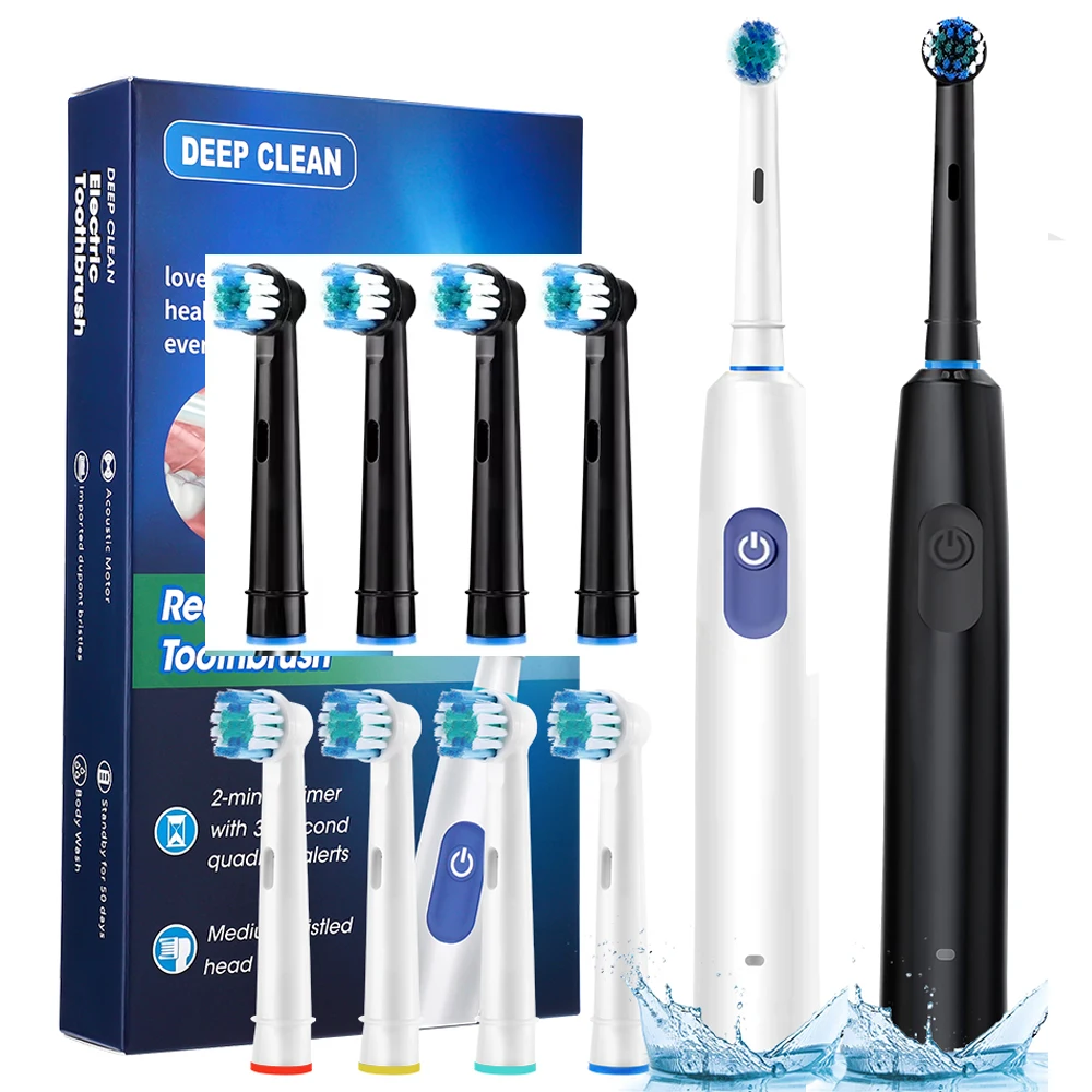 Electric ToothbrushRotating for Adults Deep Cleaning Teeth Tooth Brush Rechargeable Power Smart Timer with 8 Brush Heads