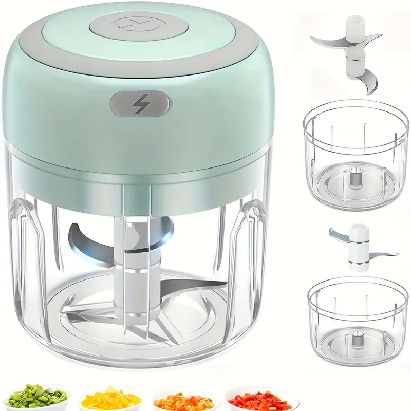 250ml Mini Rechargeable Garlic Chopper Meat Grinder, Durable and Sturdy, Suitable for Crushing Garlic, Chili, Onions, Minced Meat, Nuts and More