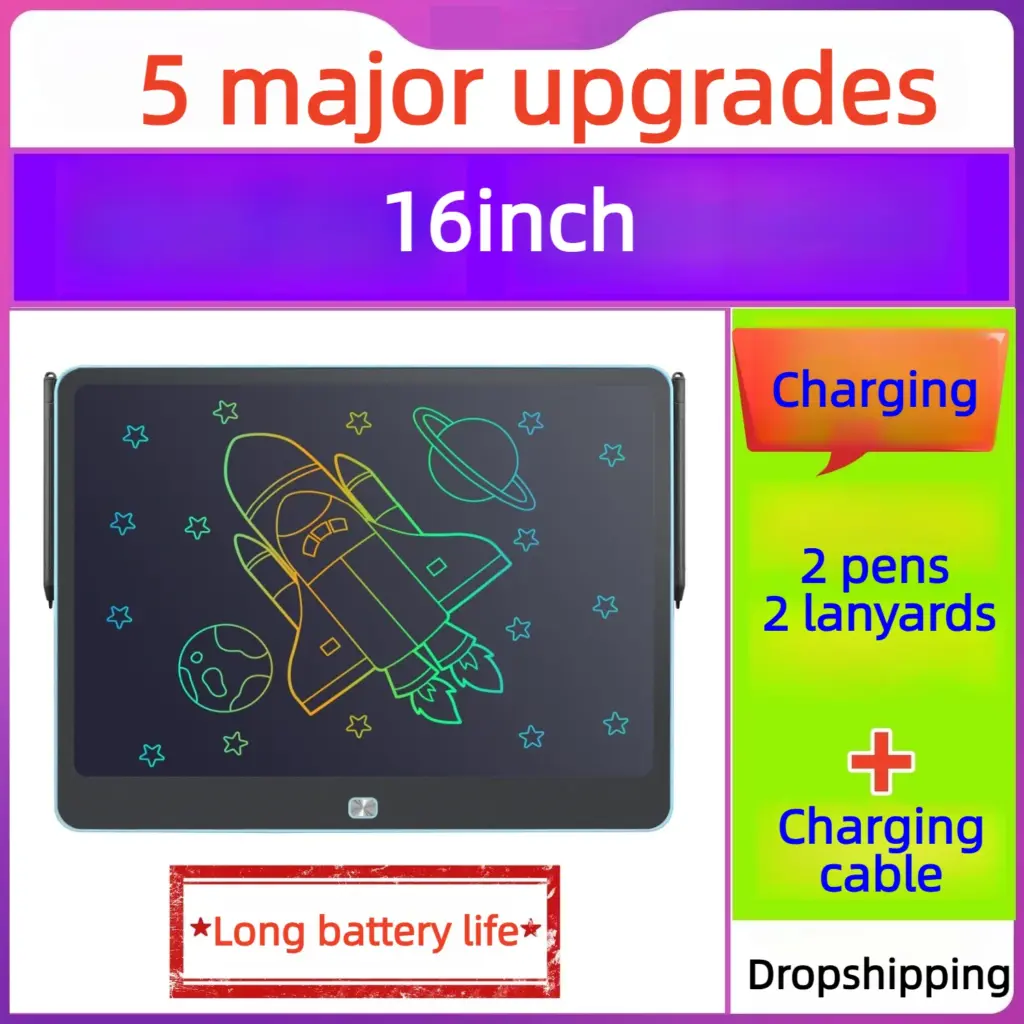 Latest 16 Inch Rechargeable LCD Drawing Panel Tablet Writing Board Doodle Chalkboard Message board Painting Learning