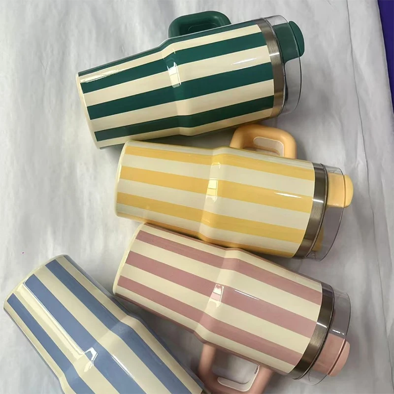 20oz Thermal Water Bottle With Handle and Straw Drinkware Hot Cold Stainless Steel Thermos Portable Car Coffee Cups Thermal Mug