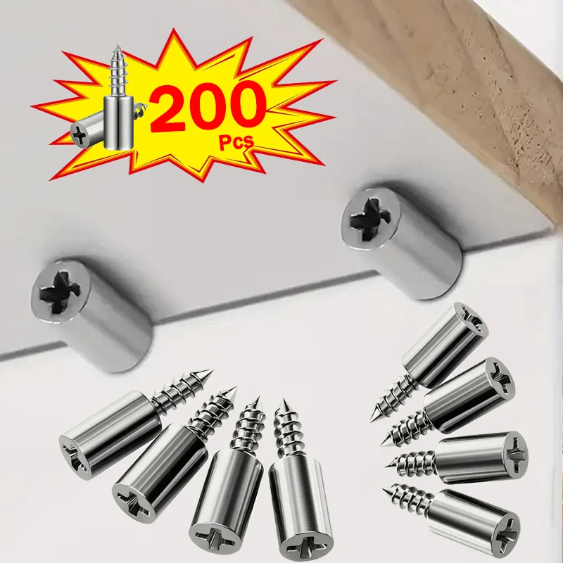 20-200pcs Self-Tapping Screws with Anti-Slip Sleeves Shelf Brackets Layer Plate Holder for Wood Glass Cabinets Support Pegs