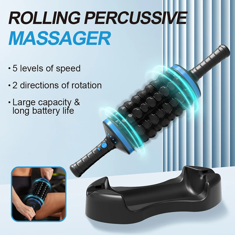 NEW Cordless Roller Body Massage Rechargeable Vibrators 360 Rolling Percussive Massager Muscle Relaxation Back Foot Leg Relaxer
